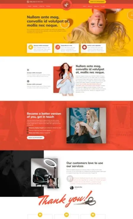 Hairdresser and beauty Elementor template